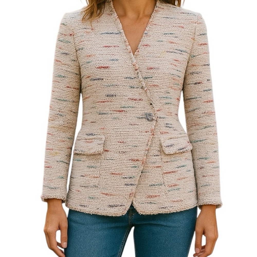 Lela Rose Pearl Multi-Color Slim Tweed Jacket 4 NEW - Picture 2 of 11